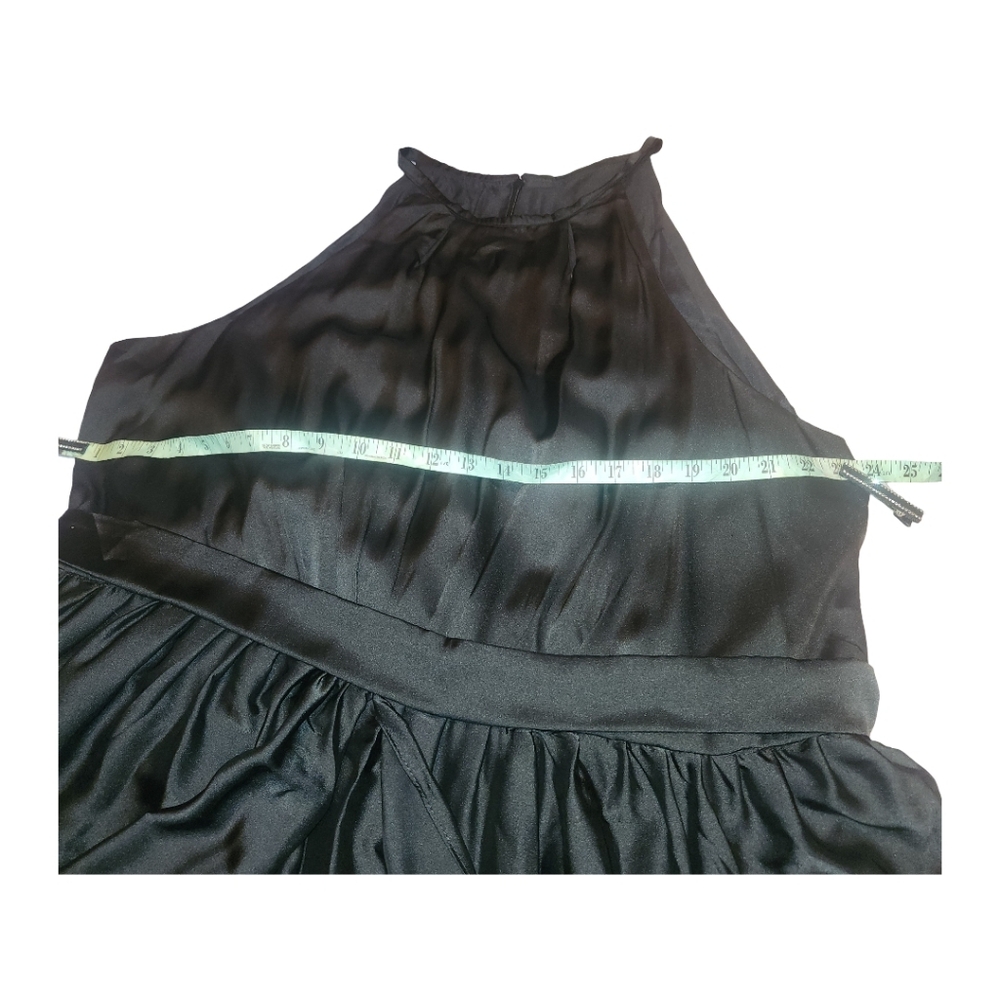 Women's plus size sleeveless satin black evening 👗 with split oveskirt - Picture 6 of 6